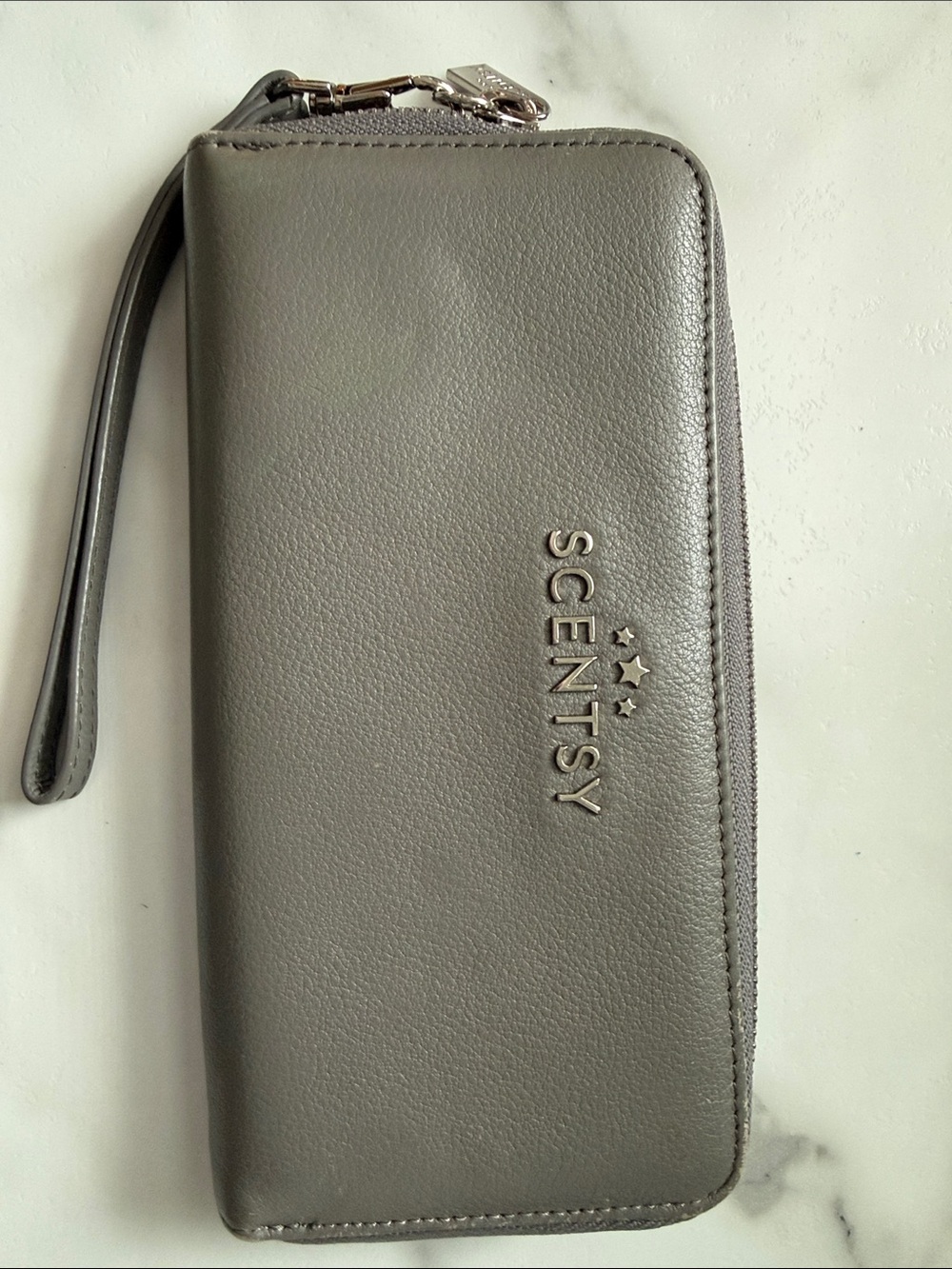 Scentsy Gray Zip-Around Wristlet Wallet with Logo